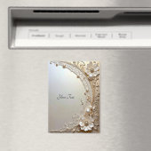 Modern White Flowers Pearls Magnet (In Situ (Geschirrspüler))