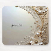 Modern White Flowers Pearls Mousepad (Vorne)