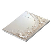 Modern White Flowers Pearls Notepad Notizblock (Rotiert)