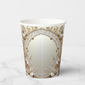 Modern White Flowers Pearls Paper Cups Pappbecher (Rechts)