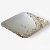 Modern White Flowers Pearls Paper Plate Pappteller (Gewinkelt)