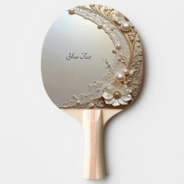 Modern White Flowers Pearls Ping Pong Paddle Tischtennis Schläger