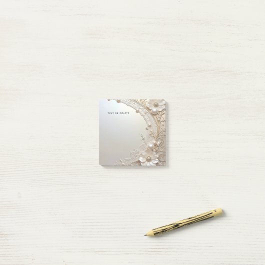 Modern White Flowers Pearls Post it Notes Post-it Klebezettel (Auf Schreibtisch)