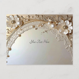 Modern White Flowers Pearls Postcard Postkarte