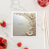 Modern White Flowers Pearls Serviette (Beispiel)