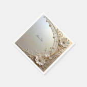 Modern White Flowers Pearls Serviette (Ecke)