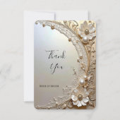 Modern White Flowers Pearls Thank You Card Dankeskarte (Vorderseite)