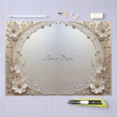 Modern White Flowers Pearls Tissue Paper Seidenpapier (Handwerk)