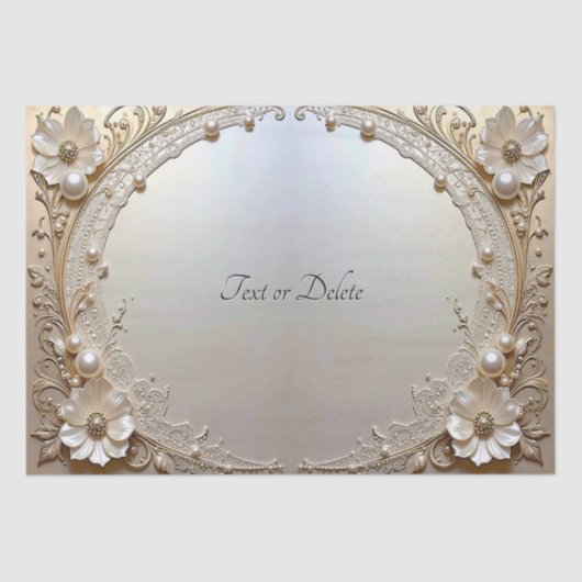 Modern White Flowers Pearls Tissue Paper Seidenpapier (Vorderseite)