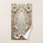 Modern White Flowers Pearls Towel Set (Handtuch)