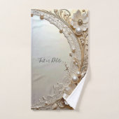 Modern White Flowers Pearls Towel Set (Handtuch)