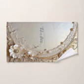 Modern White Flowers Pearls Towel Set (Handtuch)