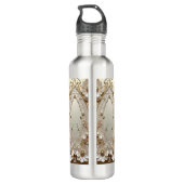 Modern White Flowers Pearls Water Bottle Edelstahlflasche (Rückseite)