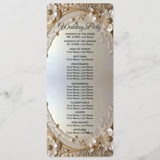 Modern White Flowers Pearls Wedding Program Programm (Rückseite)