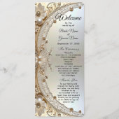 Modern White Flowers Pearls Wedding Program Programm (Vorderseite)