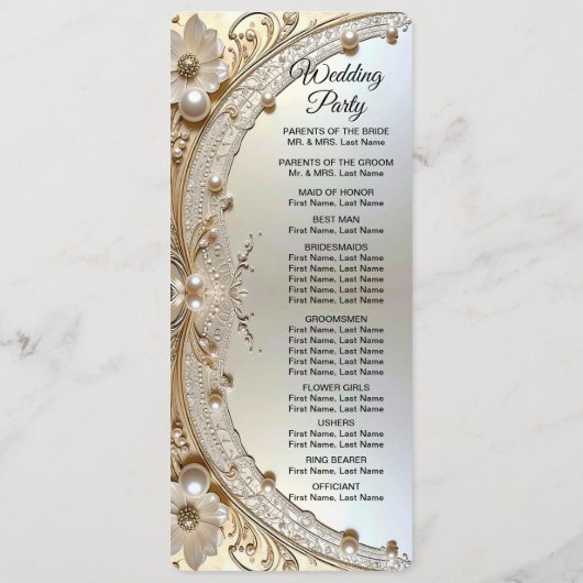 Modern White Flowers Pearls Wedding Program Programm (Rückseite)