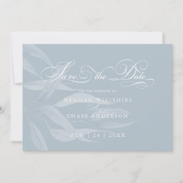 Modern White Foliage auf Dusty Blue