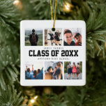 Modern White Foto Collage Abschluss Keepake Keramikornament<br><div class="desc">Passen Sie diese Modern White Foto Collage Abschluss Keepake Keramik Ornament Geschenkidee, um eines Ihrer Lieblings-Menschen zu feiern. Dieses personalisierte Geschenk macht Geburtstagsgeschenk oder Weihnachtsgeschenk. Familie und Freunde Liebe dieses moderne White Foto Collage Abschluss Keepake Keramik Ornament Geschenk Idee. Es ist einfach, sich selbst zu personalisieren, um einzigartig zu sein....</div>