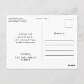 Modern White Frohe Weihnachtsbriefe Foto Black Postkarte (Rückseite)