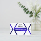 Modern White Geometric Blue Shimmer Chimmer mit Lo Visitenkarte (Stehend Vorderseite)