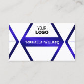 Modern White Geometric Blue Shimmer Chimmer mit Lo Visitenkarte (Vorderseite)