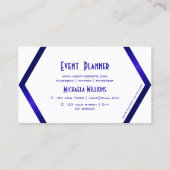 Modern White Geometric Blue Shimmer Cool mit Logo Visitenkarte (Rückseite)