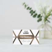 Modern White Geometric Brown Shimmer mit Logo Visitenkarte (Stehend Vorderseite)