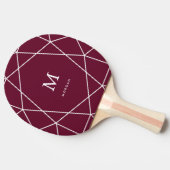 Modern White Geometric und Monogram | Merlot Tischtennis Schläger (Seitenansicht)
