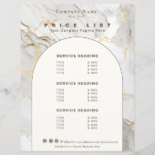 Modern White Gold Agate Beauty Service Price List (Vorderseite)