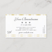 Modern White Gold Border Sparkle Diamonds Initiale Visitenkarte (Rückseite)