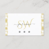Modern White Gold Border Sparkle Diamonds Initiale Visitenkarte (Vorderseite)