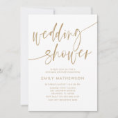 Modern White & Gold Calligraphy Wedding Shower Einladung (Vorderseite)