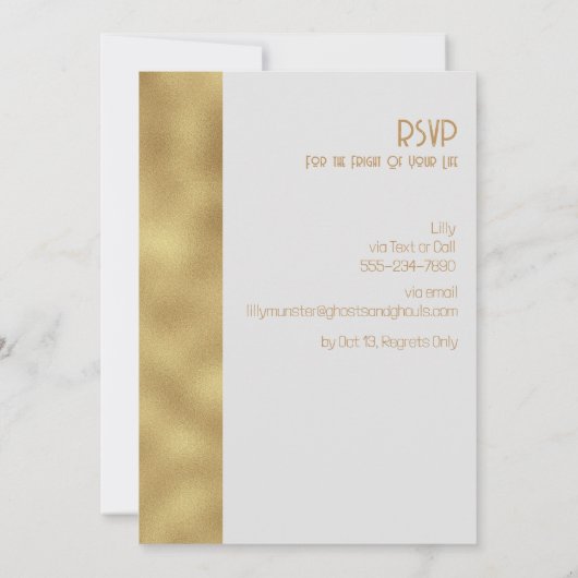 Modern White Gold Elegant Adult Halloween Party Einladung (Rückseite)