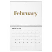 Modern White gold fett Typografie Monat 2024 Kalender (Feb 2026)