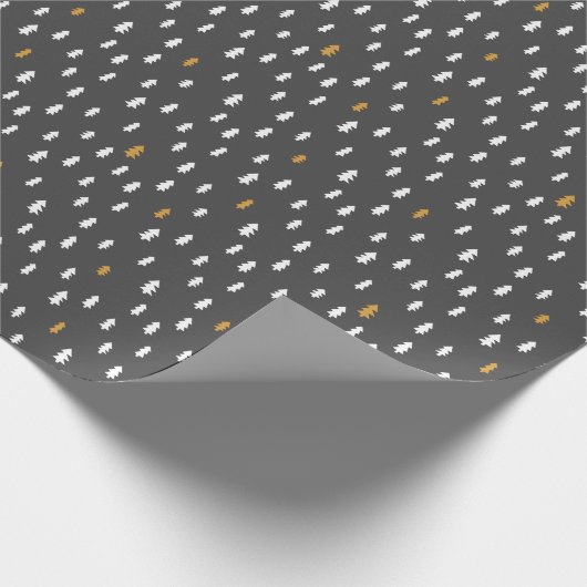 Modern White Gold Gray Simple Trees Pink Weihnacht Geschenkpapier (Ecke)
