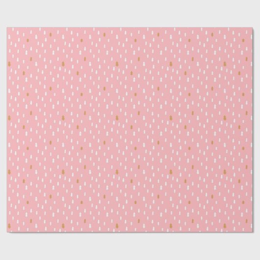 Modern White Gold Simple Trees Pink Weihnachten Geschenkpapier (Flach)