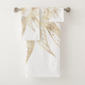 Modern White Gold Sun Moon Planet Universe Mandala Badhandtuch Set (Insitu)