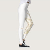 Modern White Gold Sun Moon Planet Universe Mandala Leggings (Rechts)