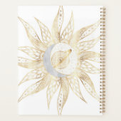 Modern White Gold Sun Moon Planet Universe Mandala Planer (Rückseite)