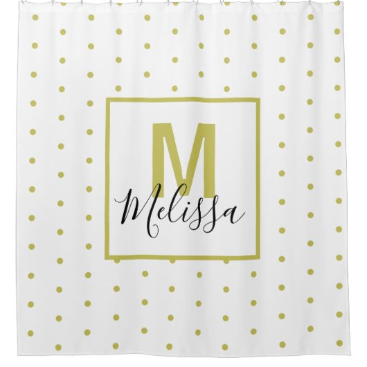 Modern White Golden Circle Muster Duschvorhang (Vorderseite)