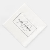 Modern White Gray & Black | Cooler Name und Monogr Serviette (Ecke)