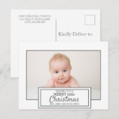Modern White Gray Foto Merry Little Christmas Postkarte (Vorne/Hinten)