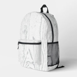 Modern White Gray Wood Grain Bedruckter Rucksack