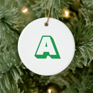 Modern White Green Initial Monogram Typografie Keramik Ornament