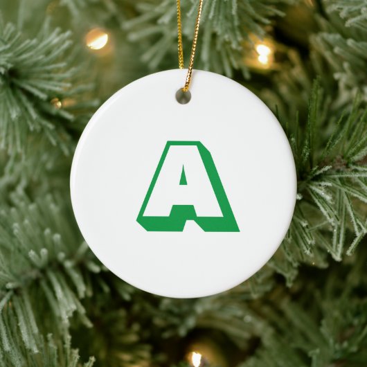 Modern White Green Initial Monogram Typografie Keramik Ornament (Baum)