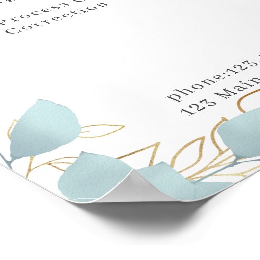 Modern White Green Leafy Poster (Ecke)