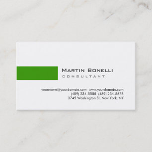 Modern White Green Simple Consultant Business Card Visitenkarte