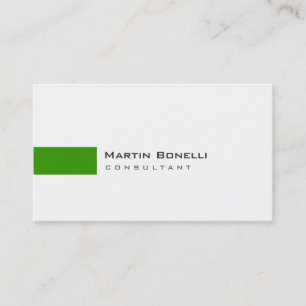 Modern White Green Simple Consultant Business Card Visitenkarte