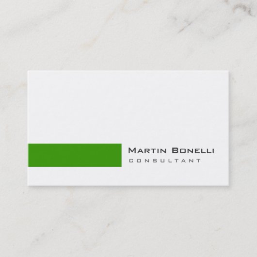 Modern White Green Simple Consultant Business Card Visitenkarte (Vorderseite)