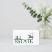 Modern White Green stilvoll, einfach, einfach und  Visitenkarte (Stehend Vorderseite)